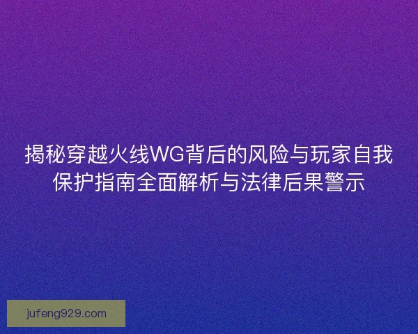 揭秘穿越火线WG背后的风险与玩家自我保护指南全面解析与法律后果警示